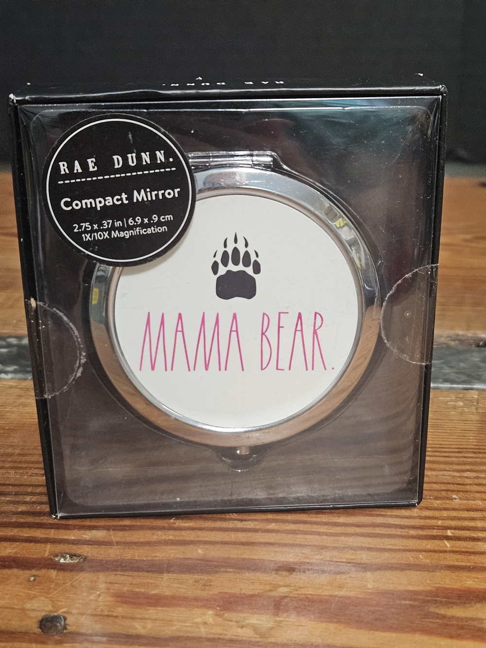 Rae Dunn Mama Bear Compact Mirror - Pink and White